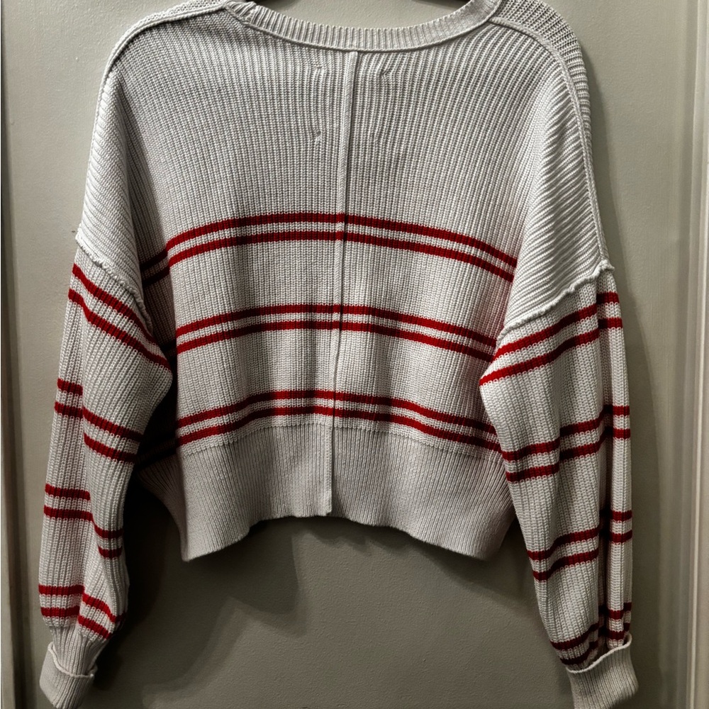 Aerie Coral and White Striped Cropped Sweater - XS - Picture 2 of 7